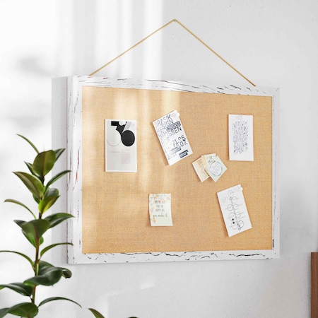 Flash Furniture Juno Rustic Wall Mount Linen Board w/Wood Push Pins, 20x30, Whitewashed HGWA-LINEN-20X30-WHTWSH-GG